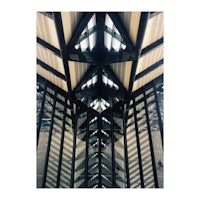 the inside of a building with a lot of windows